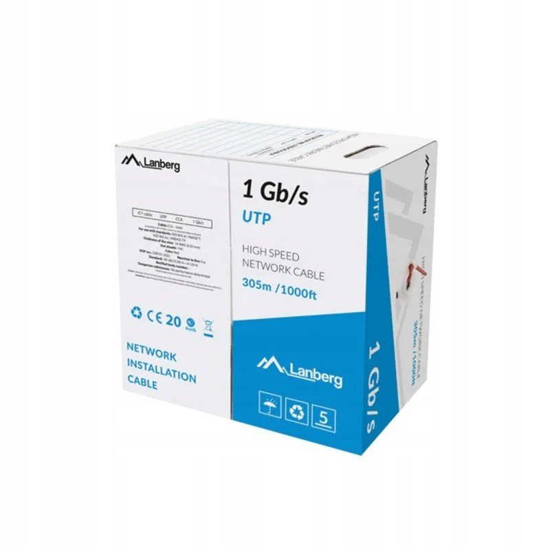 Lanberg Kabel Utp 1GB/S 305M Drát Cca Červený