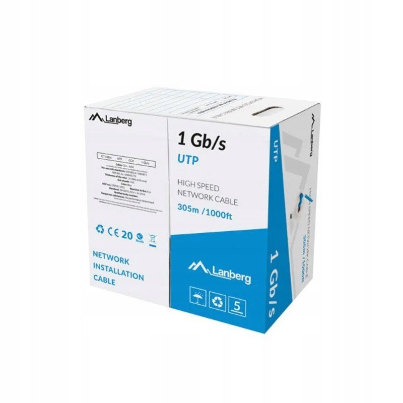 Lanberg Kabel Utp 1GB/S 305M Drát Cca Modrý