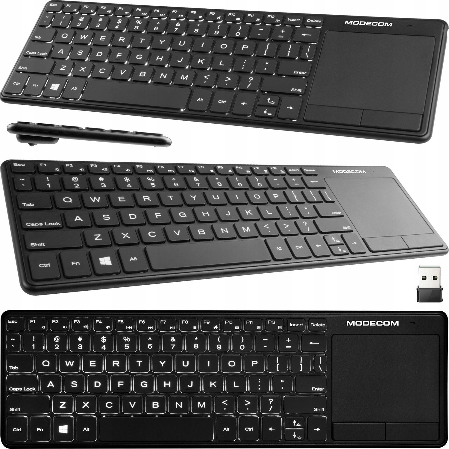 Klávesnice Podsvícená Bezdrátovým Nůžkovým Systémem Touchpad Modecom TPK2