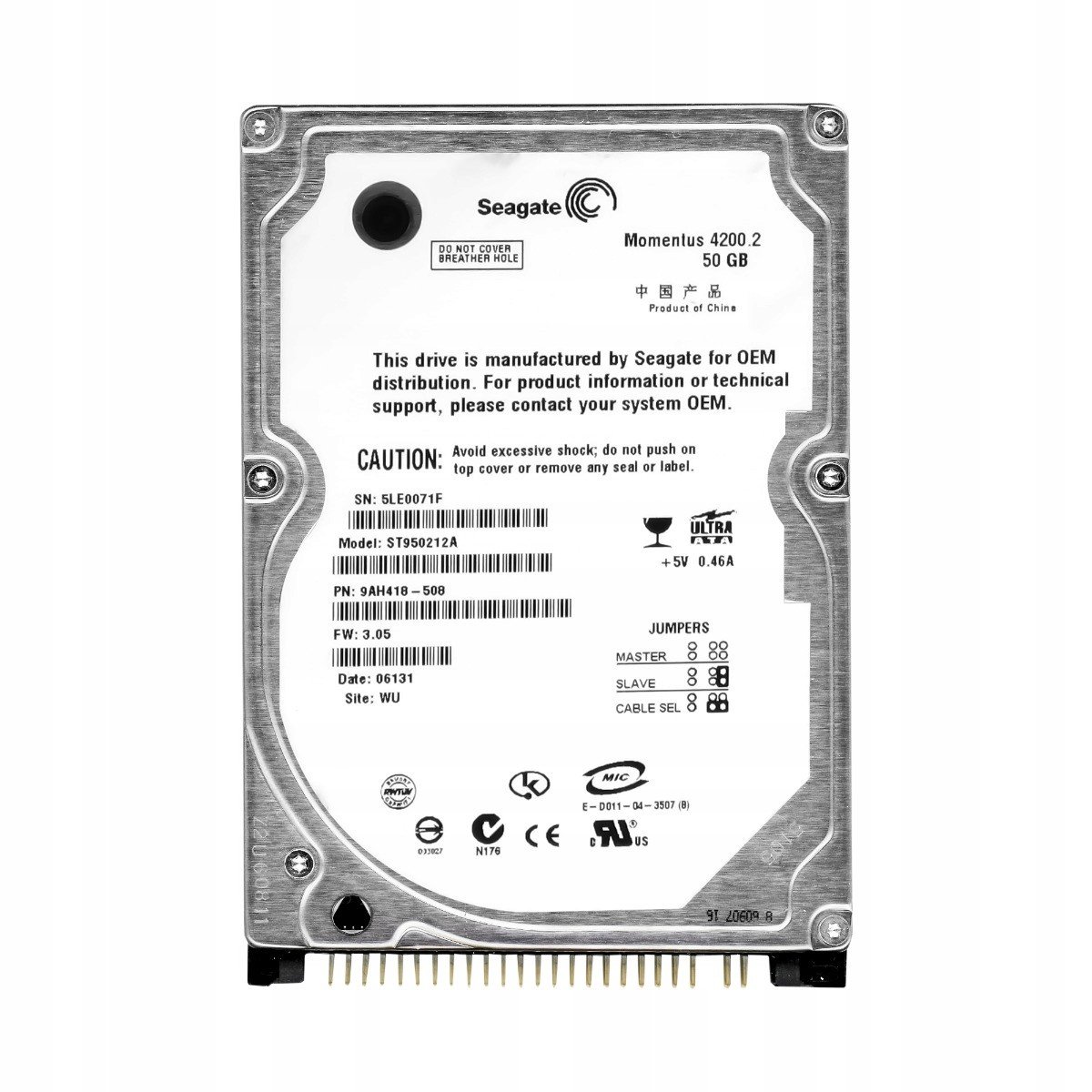 Seagate Moments 42000.2 50GB 4.2K 2MB Ata 2.5'' ST950212A