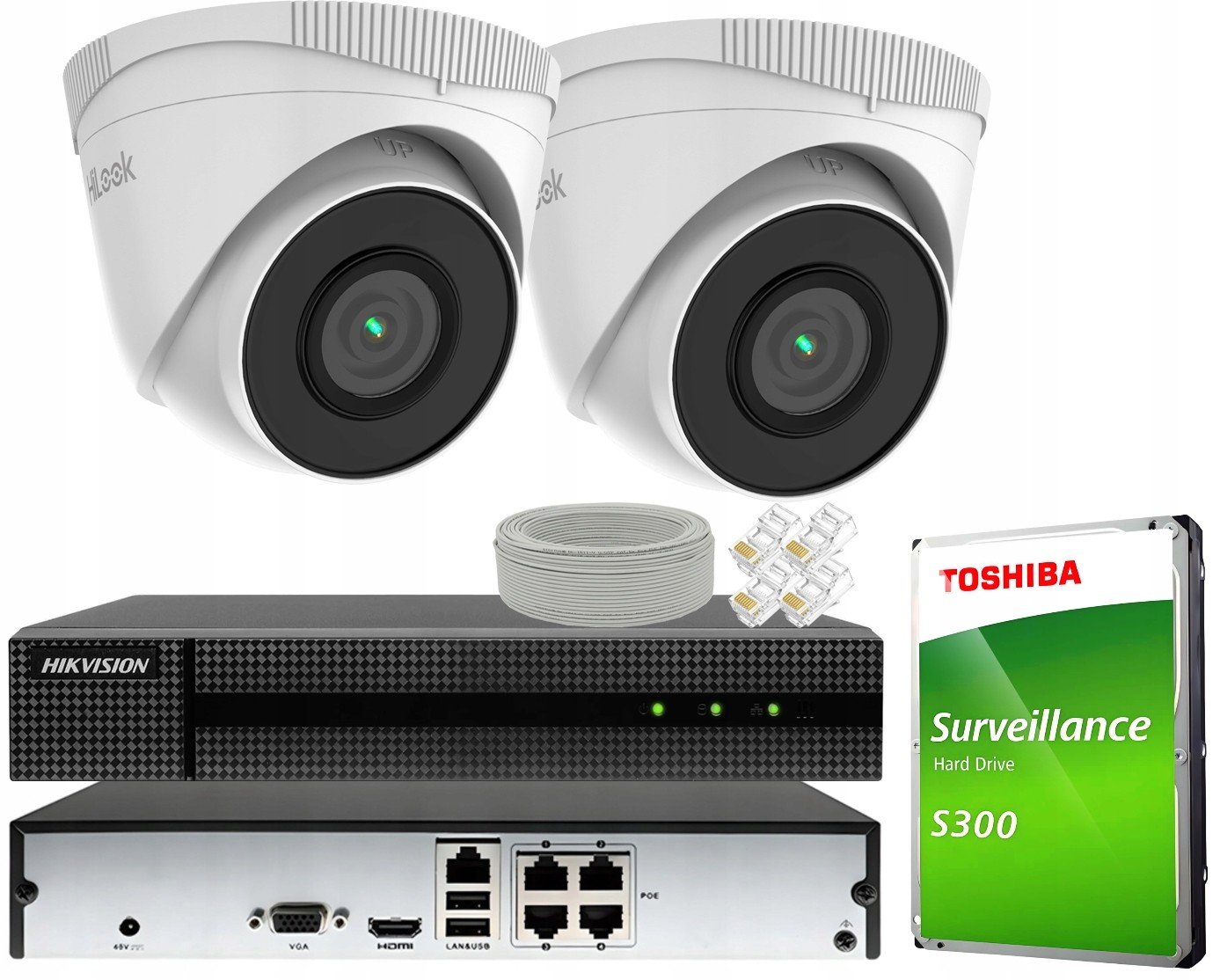 Ip monitorovací sada Full Hd 2 kamery IPCAM-T2 Hikvision IR30m Šroubovák