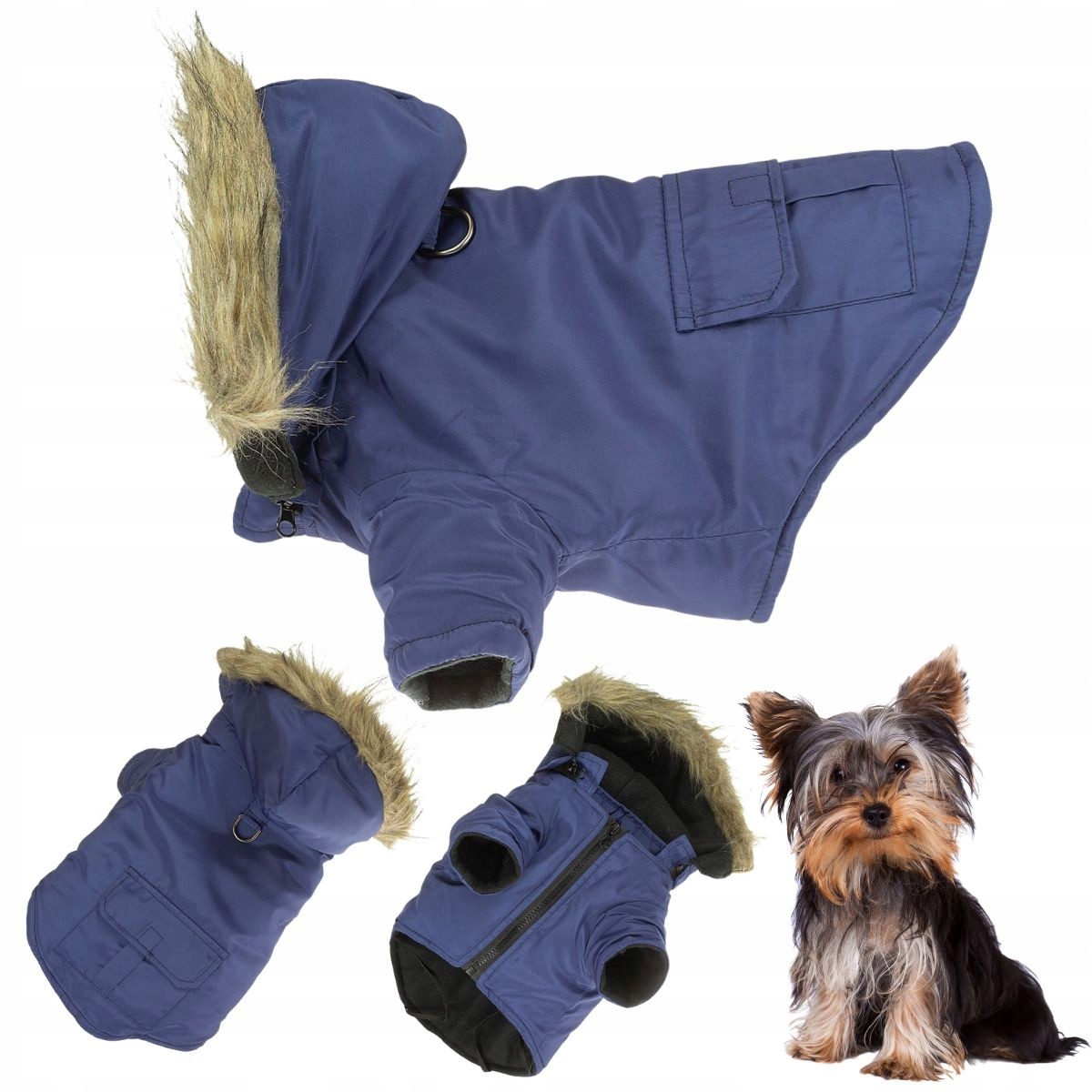Oblečení pro psa na zimu zateplené nepromokavé s odnímatelnou kapucí S