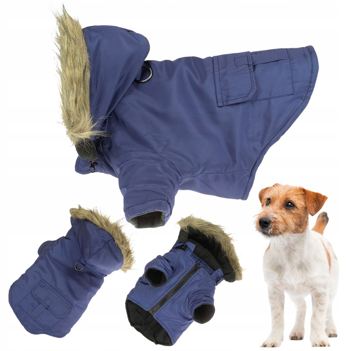 Oblečení pro psa na zimu zateplené nepromokavé s odnímatelnou kapucí L