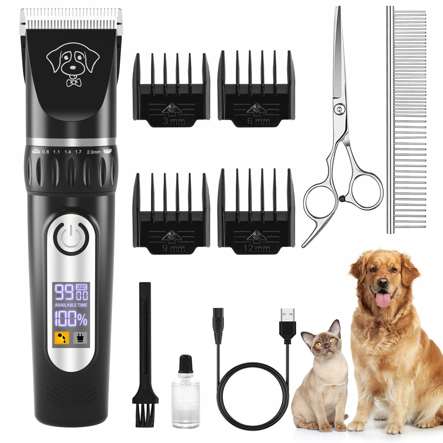 Zastřihovač Psů Zvířat Bezdrátový Set Tichý