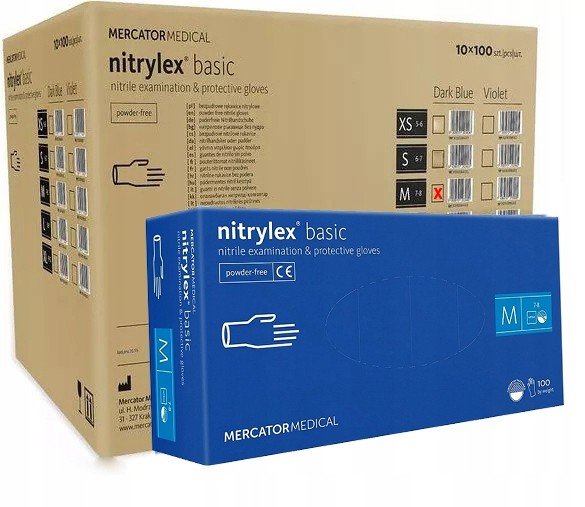 Nitrilové bezpudrové rukavice Nitrylex Basic Dark Blue 8-M 1000 kusů