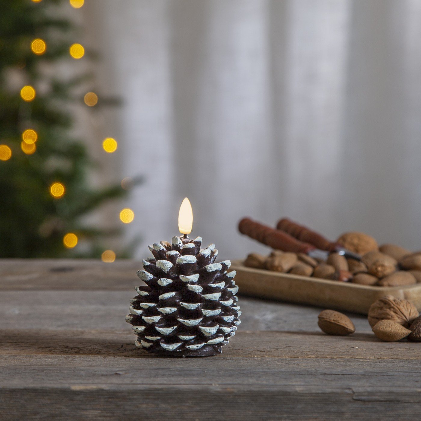 LED svíčka výška 10,5 cm Star Trading Flamme Cone - hnědá