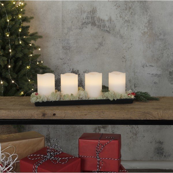 Sada 4 LED voskových svíček s časovačem výška 12,5 cm Star Trading May - bílá