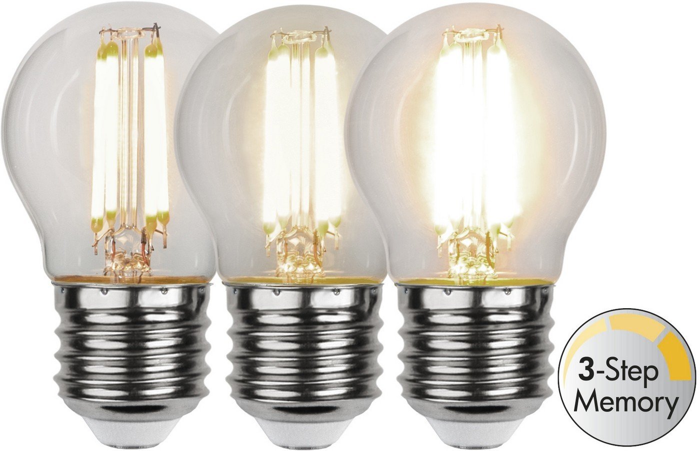 Smívatelná žárovka E27 G45 Star Trading 3 Step Memory - bílá