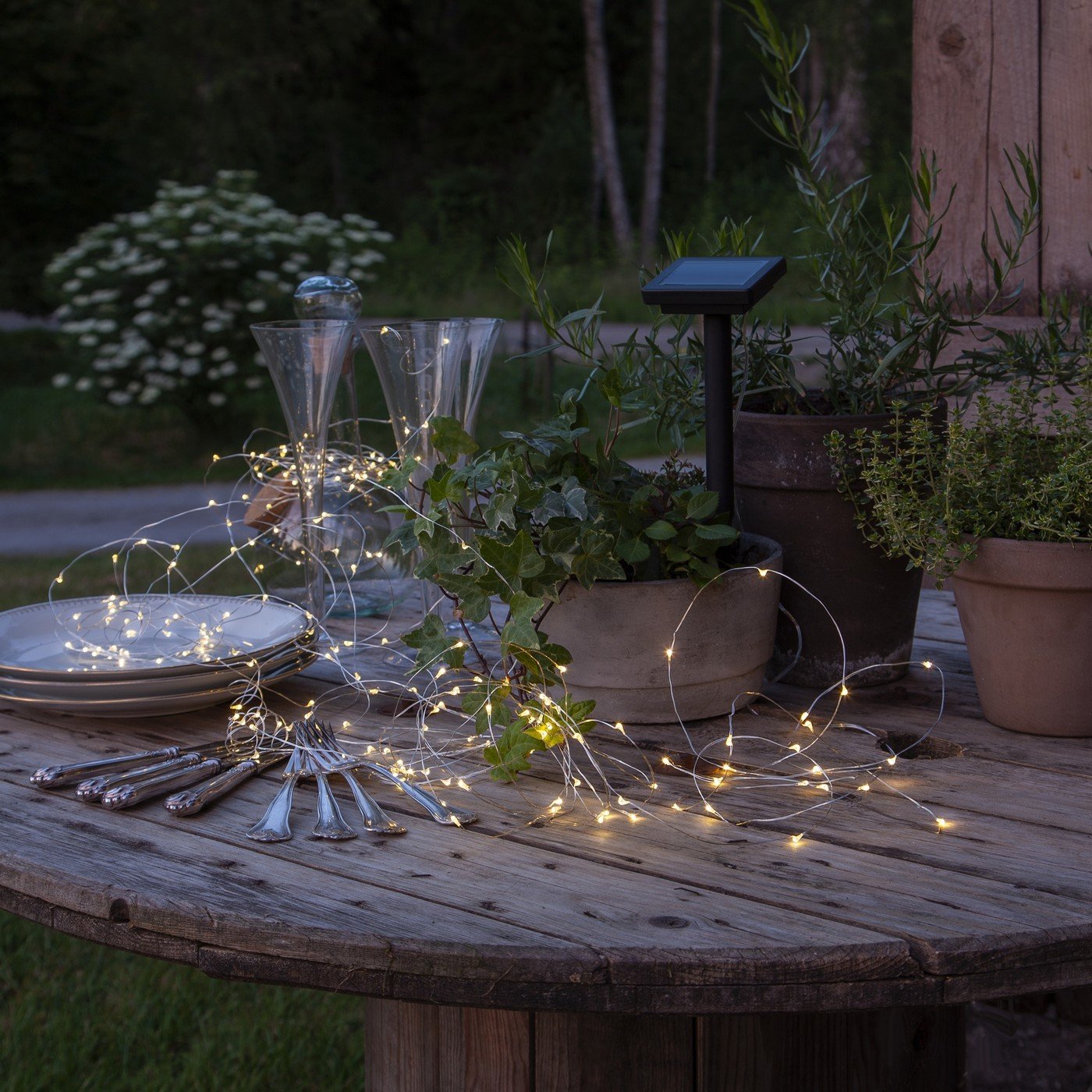 Solární světelný řetěz délka 2 m Star Trading Dew Drop - stříbrný