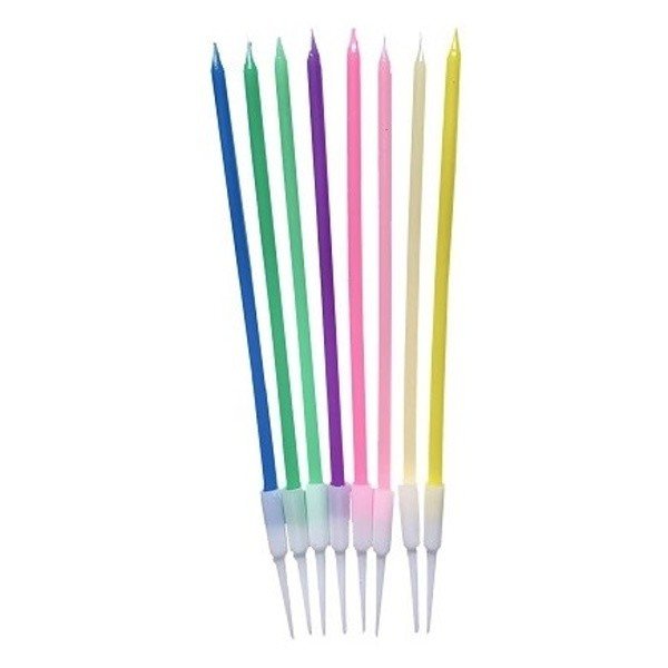 Svíčky dortové dlouhé neonový mix 14 cm 8 ks
