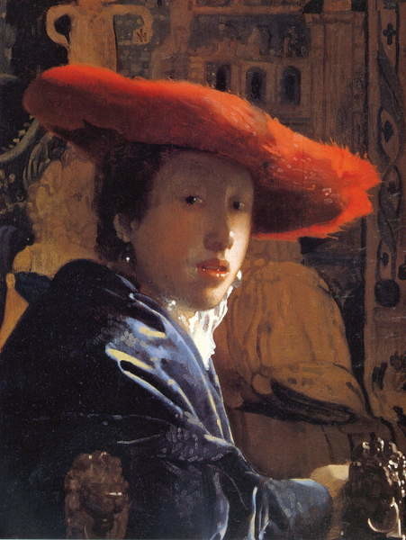 Jan (1632-75) Vermeer Jan (1632-75) Vermeer - Obrazová reprodukce Girl with a Red Hat, c.1665, (30 x 40 cm)