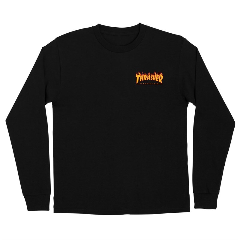 triko SANTA CRUZ - Thrasher Flame Dot L/S Regular T-Shirt Mens Santa Cruz Black (146527) velikost: L