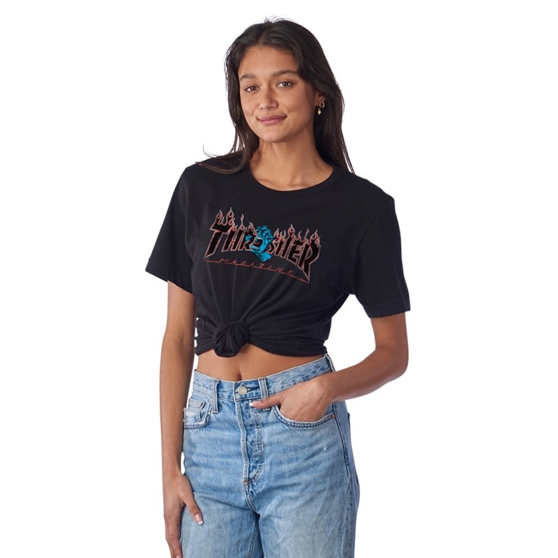 triko SANTA CRUZ - Thrasher Screaming Flame Logo S/S Boyfriend T-Shirt Womens Santa Cruz Pigment Bla