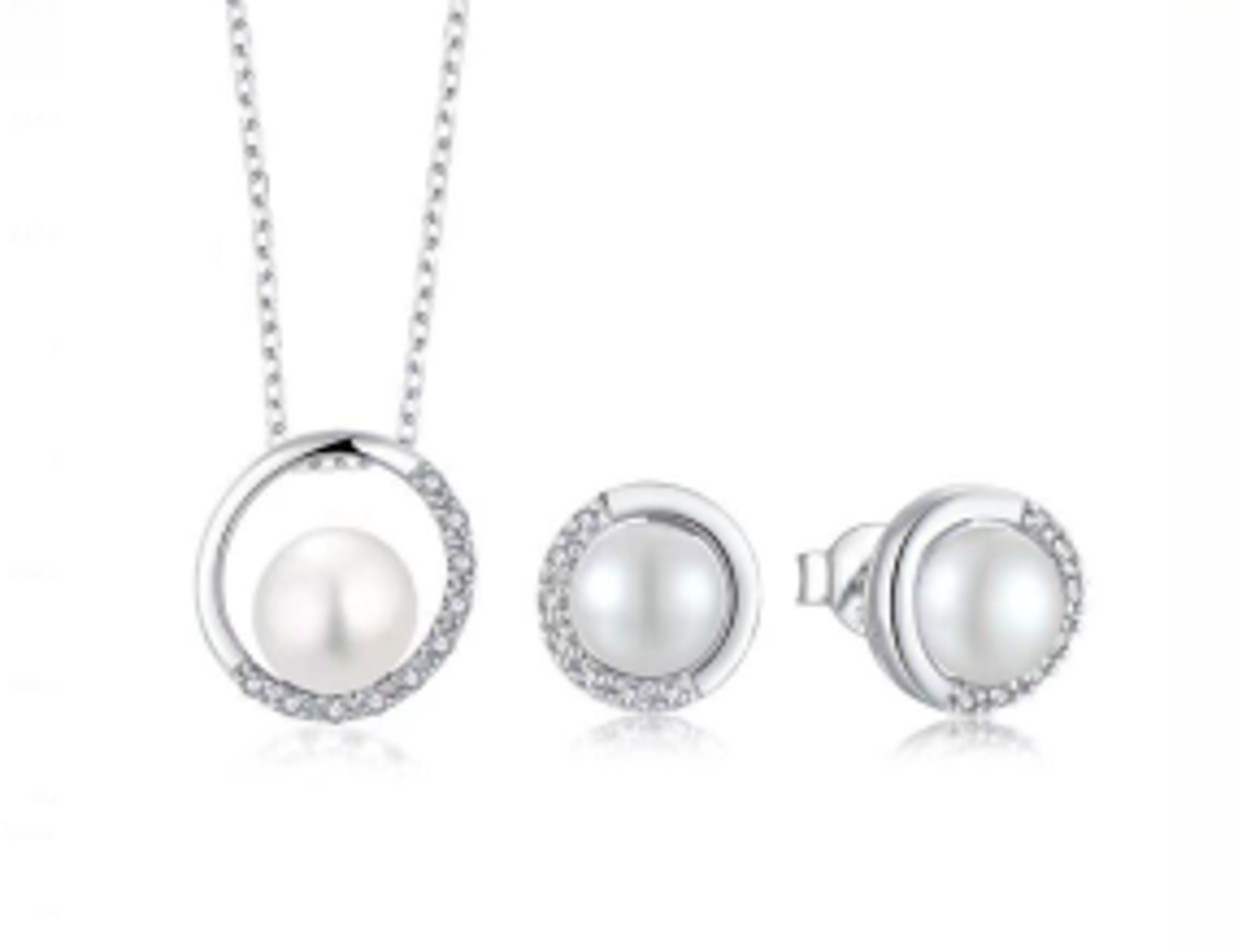 Brilio Silver Elegantní sada šperků s pravými perlami SET251W (náušnice, náhrdelník)