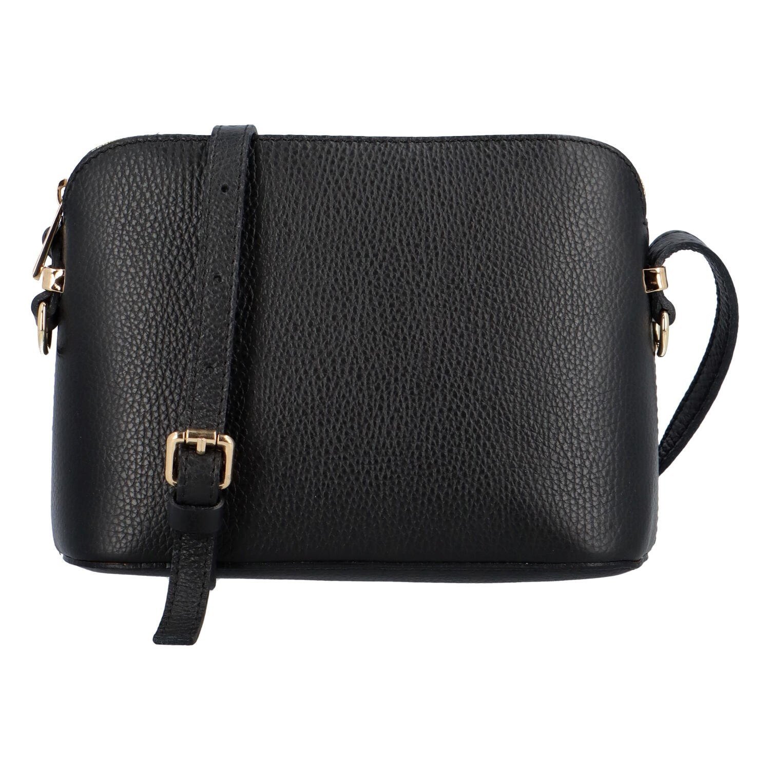 Basic kožená crossbody kabelka Carlota, černá/zlatá