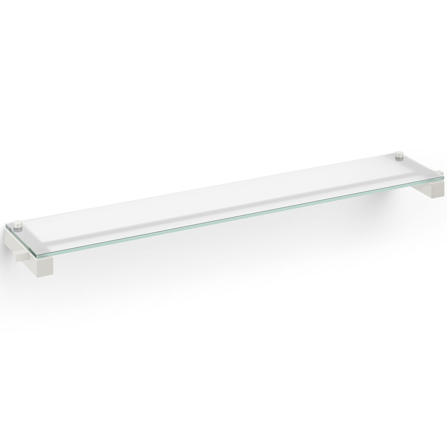 Koupelnová polička CARVO 66 cm, bílá, nerezová ocel/sklo, Zack