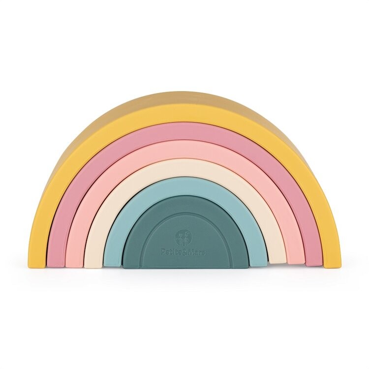 PETITE&MARS Hračka silikonová skládací TAKE&MATCH Rainbow Intense Ochre 12m+