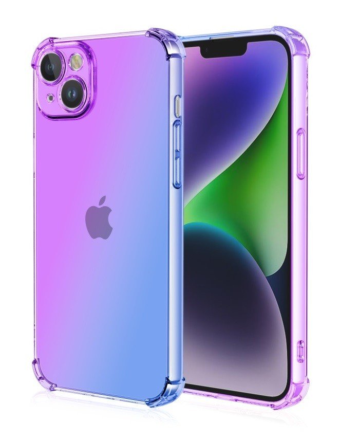Kryt TopQ iPhone 13 Shock duhový fialovo-modrý 109765