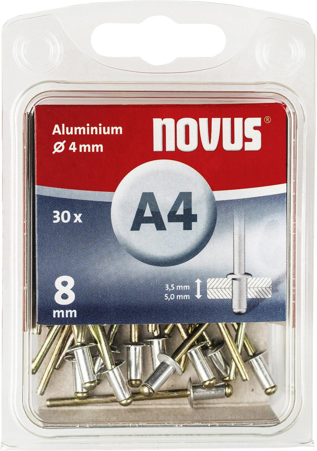 Novus 105082306 slepý nýt (Ø x d) 4 mm x 8 mm hliník hliník 30 ks