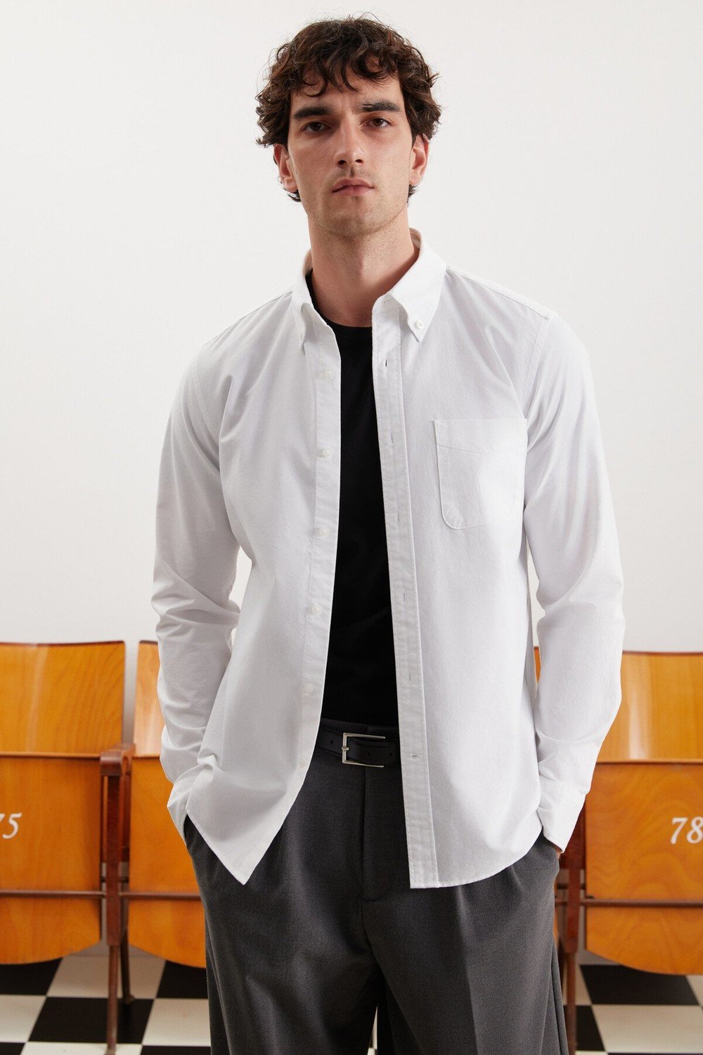 GRIMELANGE Cliff Oxford Regular Single Shirt