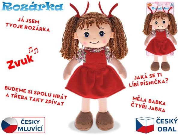 Panenka Rozárka brunetka měkké tělo na baterie mluví česky Zvuk PLYŠ