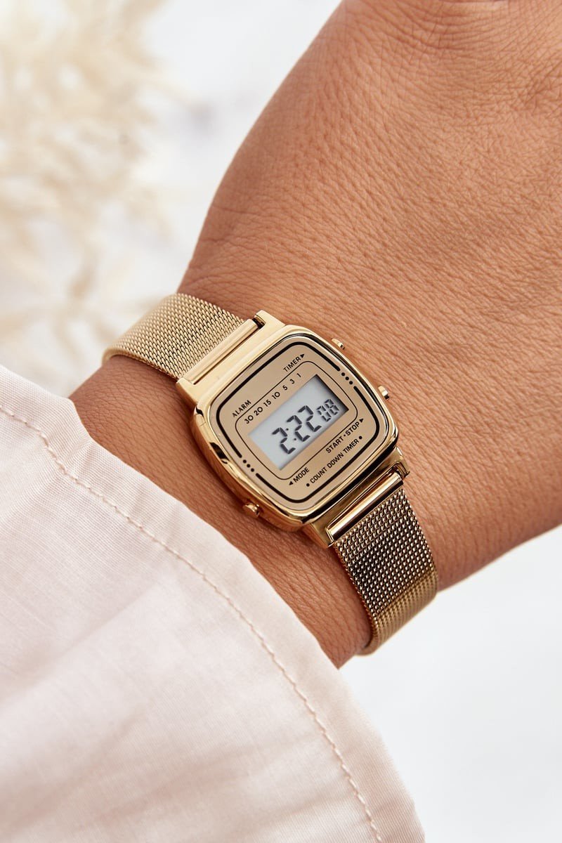 Dámské retro digitální hodinky Ernest E54102 zlaté