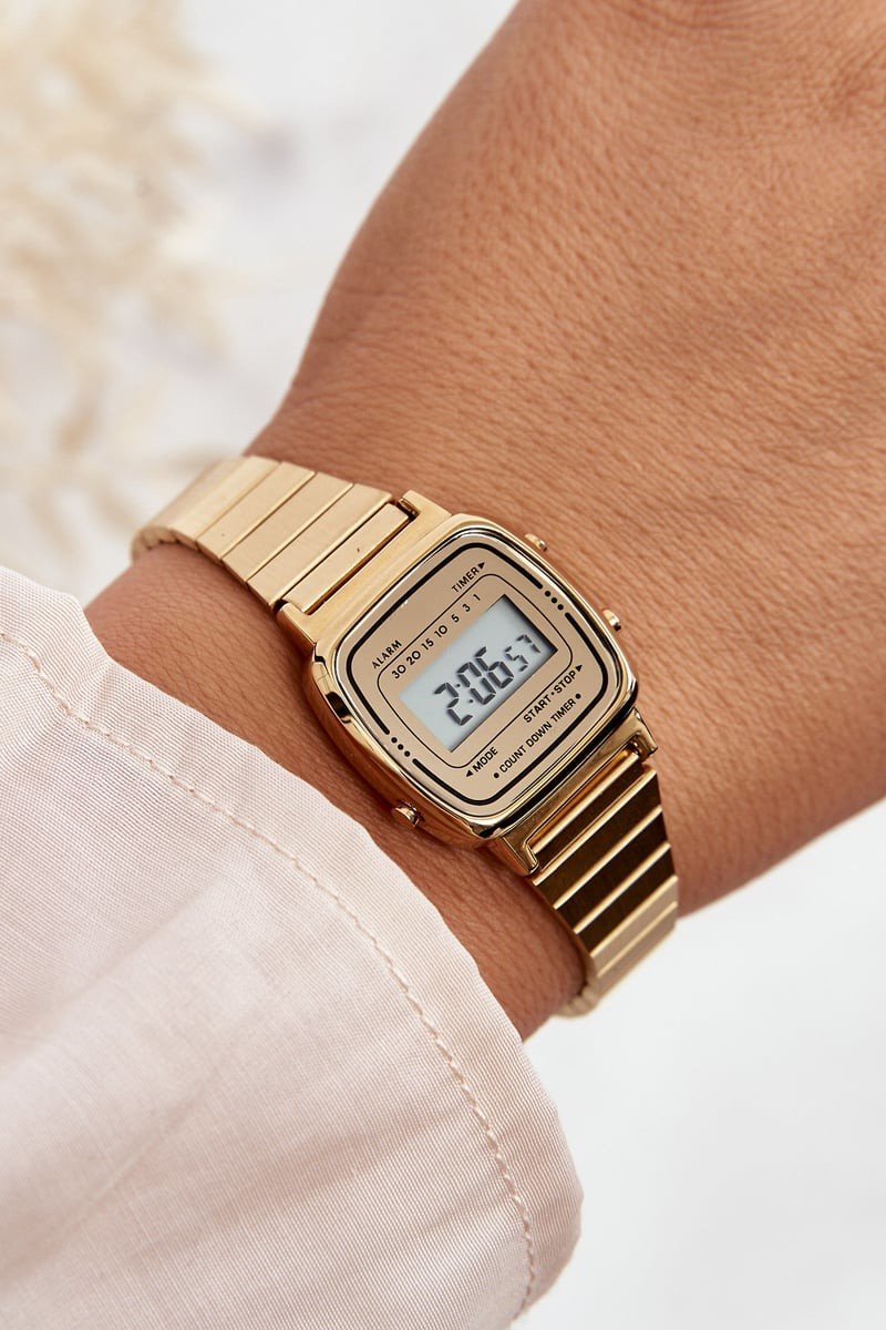 Dámský digitální retro náramek hodinky Ernest E54101 Gold