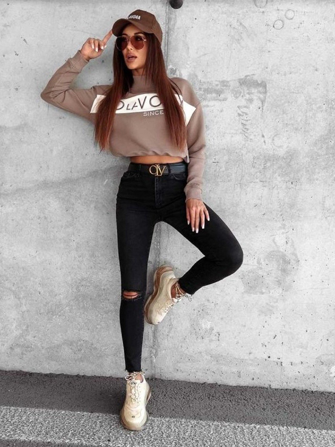 Short brown sweatshirt KAILEE2023 OLAVOGA