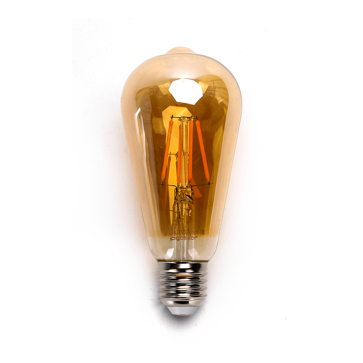 LED21 LED žárovka E27 ST64 8W 4xCOB Filament 800lm AMBER, ULTRA TEPLÁ BÍLÁ