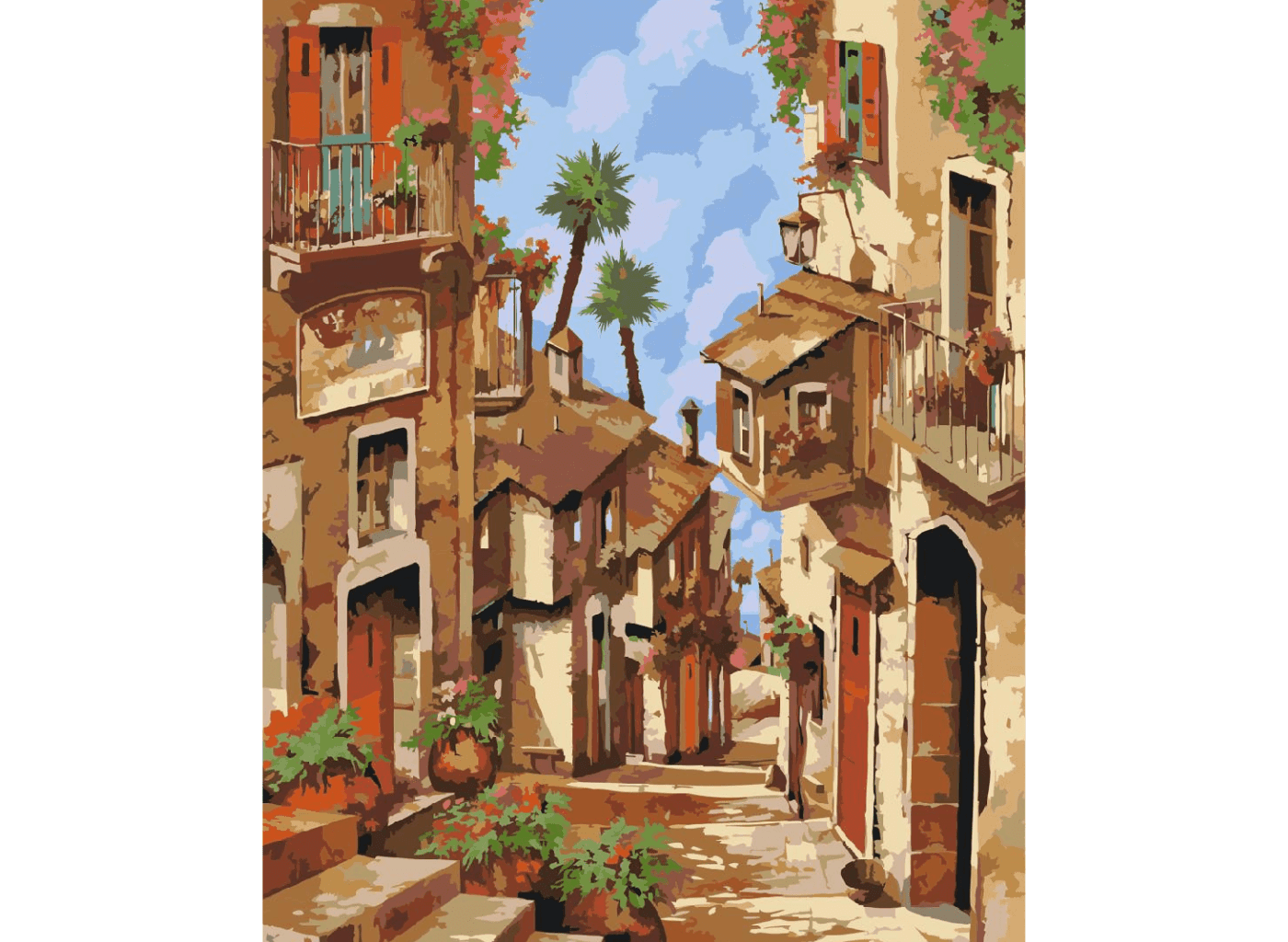 MALUJEŠ Malování podle čísel - GUIDO BORELLI - STRMÁ ITALSKÁ ULIČKA Rozměr: 30x40 cm, Rámování: vypnuté plátno na rám