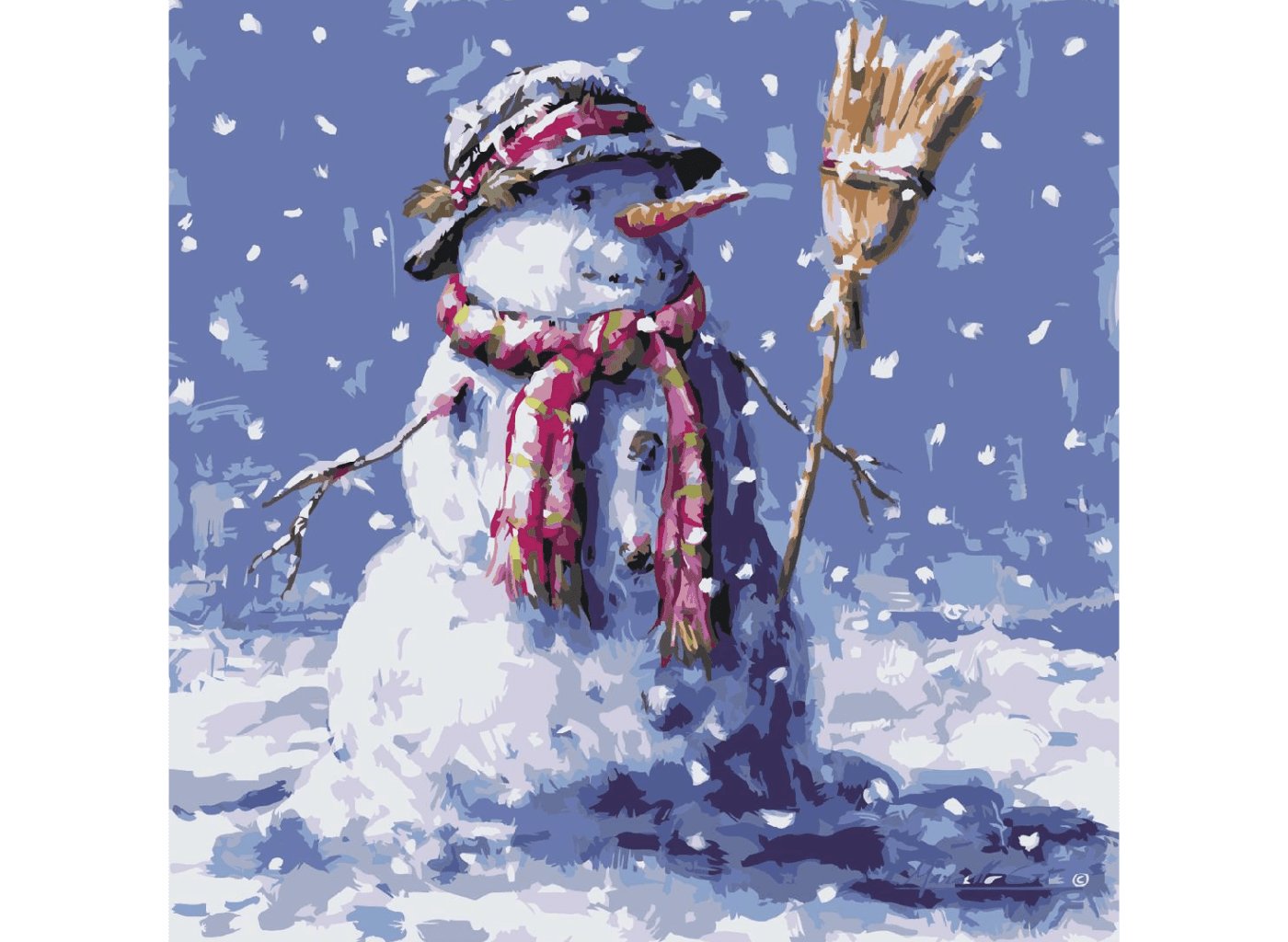MALUJEŠ Malování podle čísel - MARCELLO CORTI - SNĚHULÁK Rozměr: 80x80 cm, Rámování: bez rámu a bez vypnutí plátna