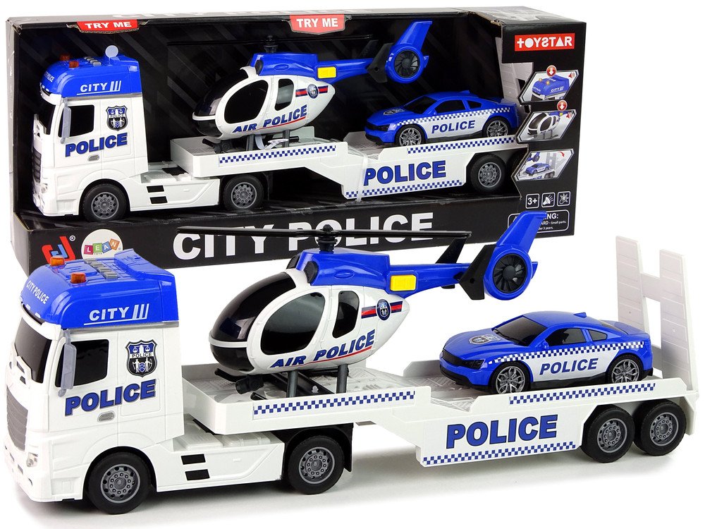 mamido Policejní sada přívěs auto vrtulník