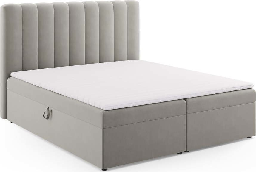 Šedá boxspring postel s úložným prostorem 180x200 cm Gina – Milo Casa