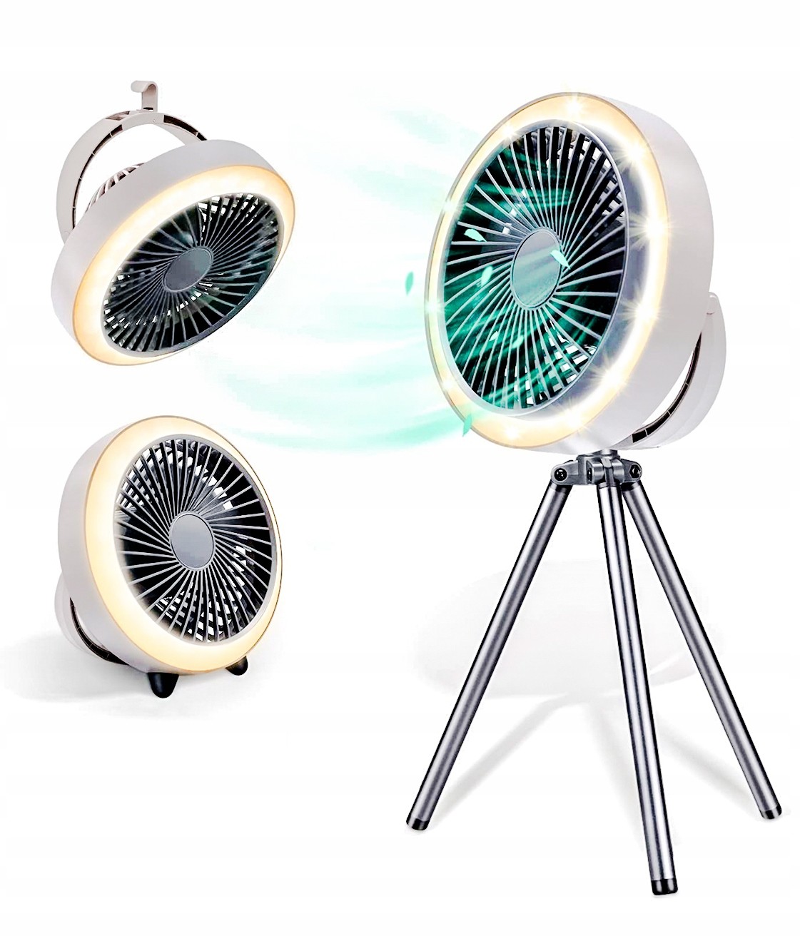 Stojanový ventilátor závěsný Led světlo 3v1 PowerBank