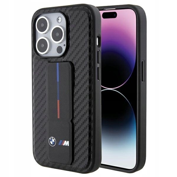 Bmw Leather Grip Stand pouzdro case Karbon pouzdro pro iPhone 15 Pro, kožené
