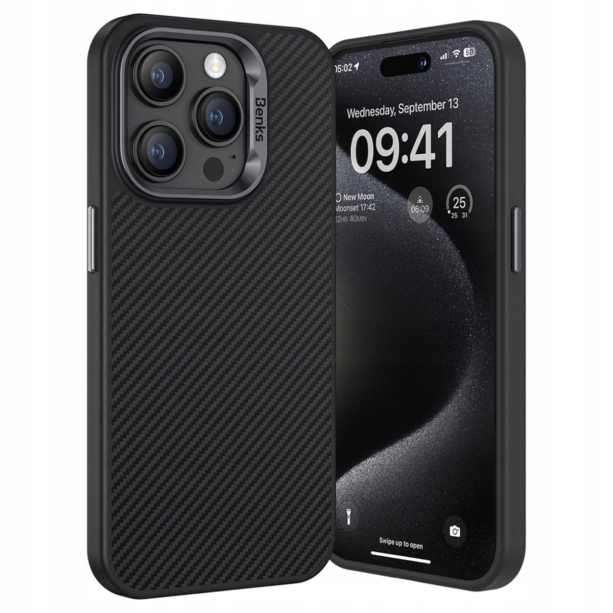Benks pevný kryt Carbon Kevlar Case magnetický pro MagSafe iPhone 15 Pro