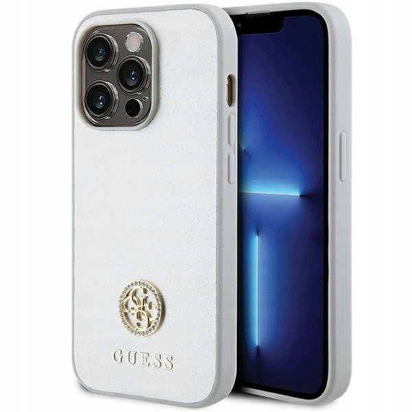 Pouzdro Guess pro iPhone 15 Pro stříbrné/silver hardcase Strass Metal Logo