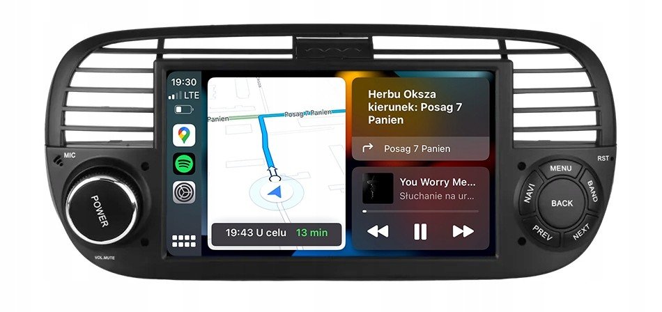 Nejnovější Android Fiat 500 Carplay Rádio Navigace Mapy