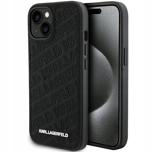 Pouzdro Karl Lagerfeld pro iPhone 15 Plus černo/černé pevné pouzdro Quilted K Patte