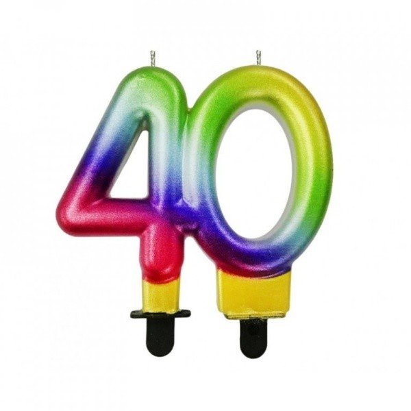 Svička Číslice 40 metalická Duhová 8 cm
