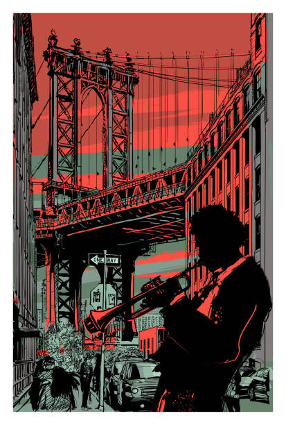 isaxar Ilustrace jazz trumpet player in brooklyn, isaxar, (26.7 x 40 cm)
