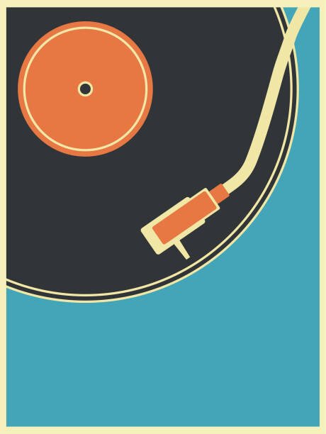 Youst Ilustrace Retro Music Vintage Turntable Poster in, Youst, (30 x 40 cm)