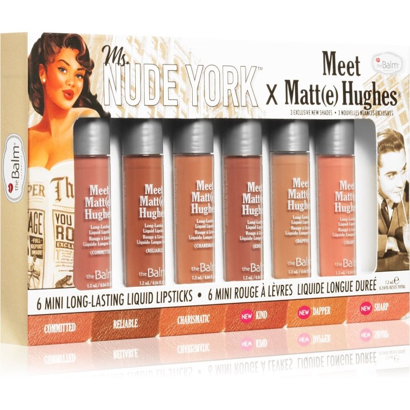 theBalm Meet Matt(e) Hughes X Ms. Nude York sada tekutých rtěnek (s matným efektem)