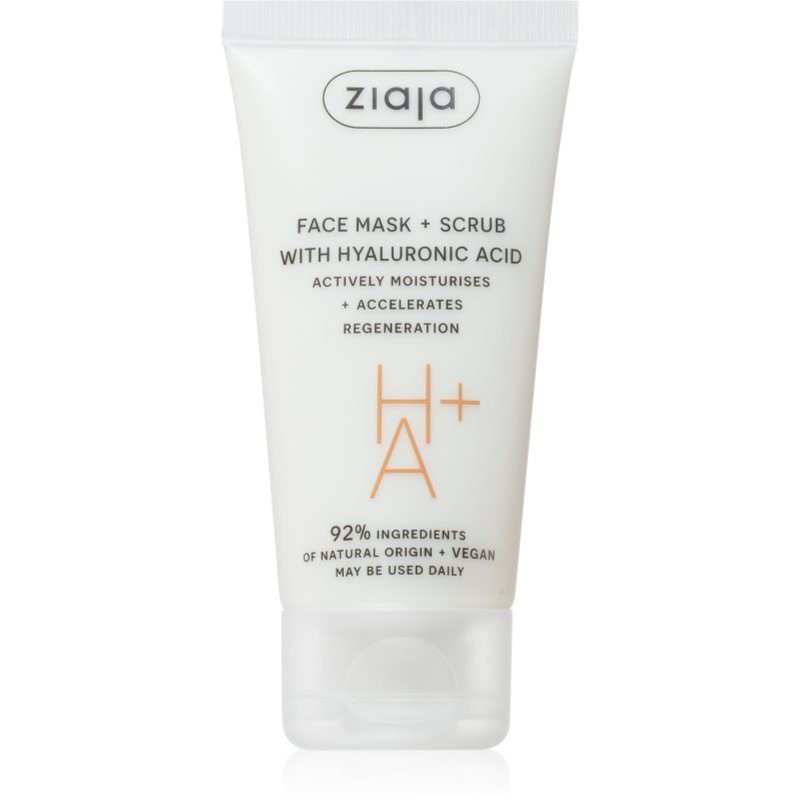 Ziaja Face Mask + Scrub with Hyaluronic Acid peelingová maska 55 ml