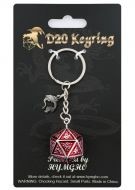 HYMGHO D20 Keychain with Dragon Charm - Behemoth Blood on Gun Metal