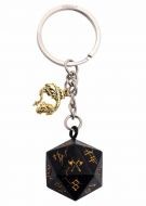 HYMGHO D20 Keychain with Dragon Charm - Barbarian Black