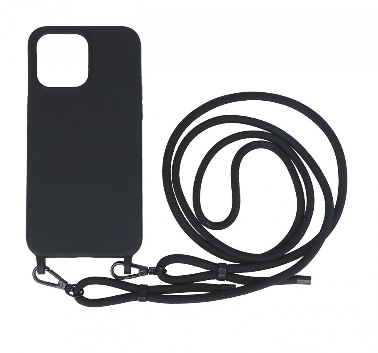 Kryt TopQ Simple iPhone 15 Pro Max černý se šňůrkou 111327