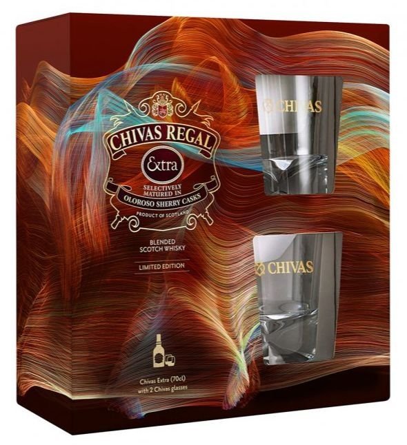 Gravírování: Chivas Regal Extra 13y 0,7l 40% + 2x sklo GB