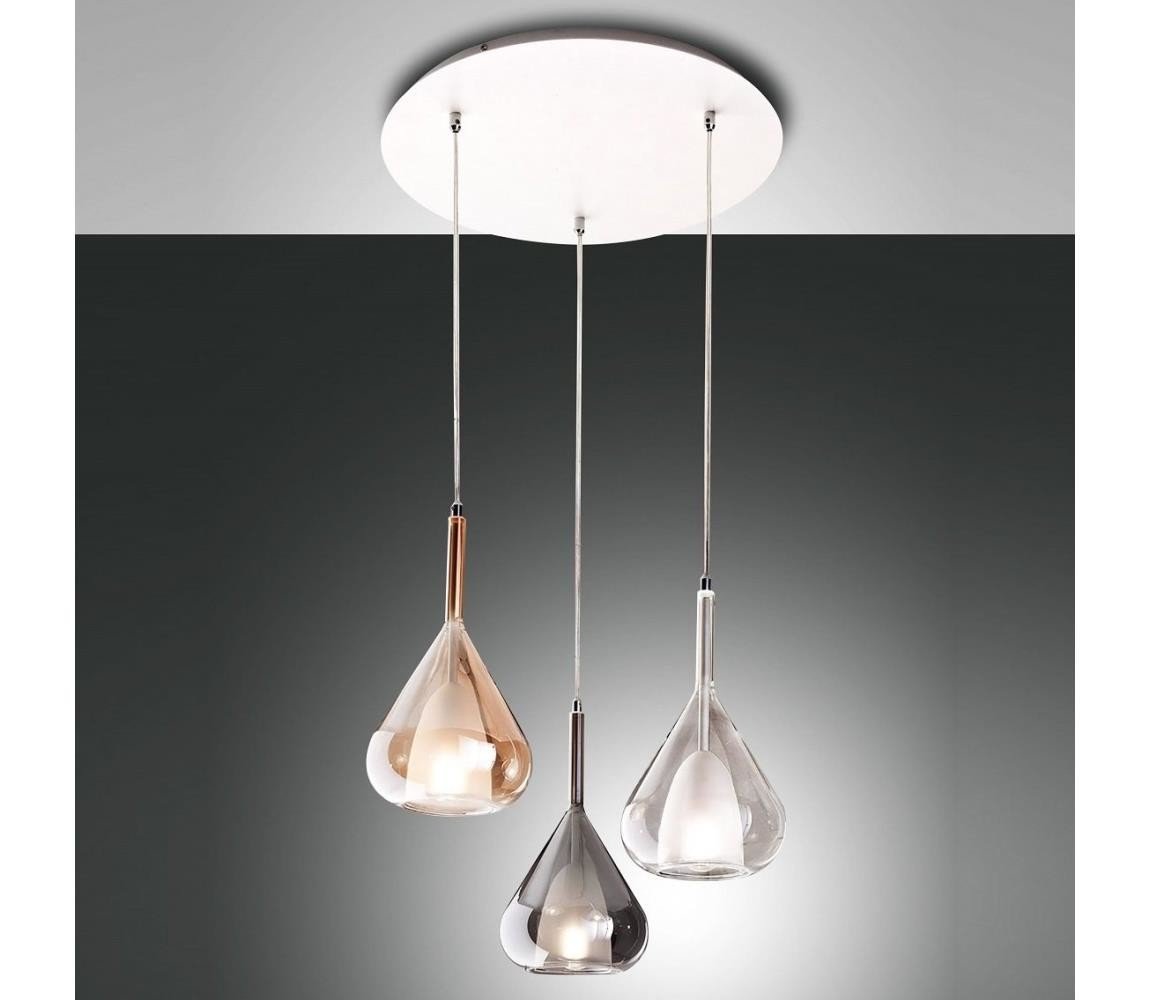 Fabas Luce Fabas Luce 3481-47-297 - Lustr na lanku LILA 3xE27/40W/230V zlatá/šedá/čirá