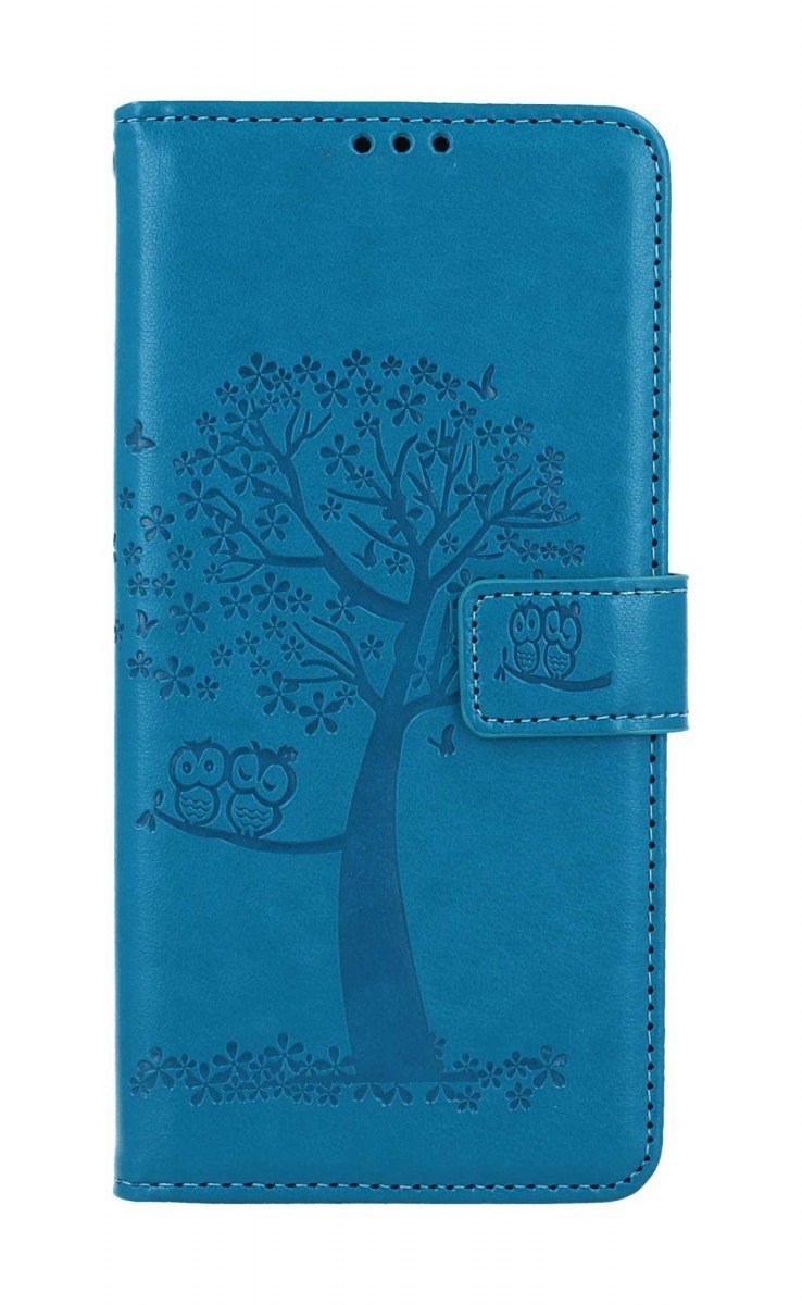 Pouzdro TopQ Xiaomi Redmi Note 12 knížkové Tyrkysový strom sovičky 111679
